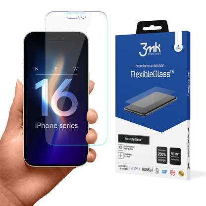 Pellicola protettiva per schermo 3MK FlexibleGlass per Apple iPhone 16 Pro, Vetro Flessibile, Full Glue