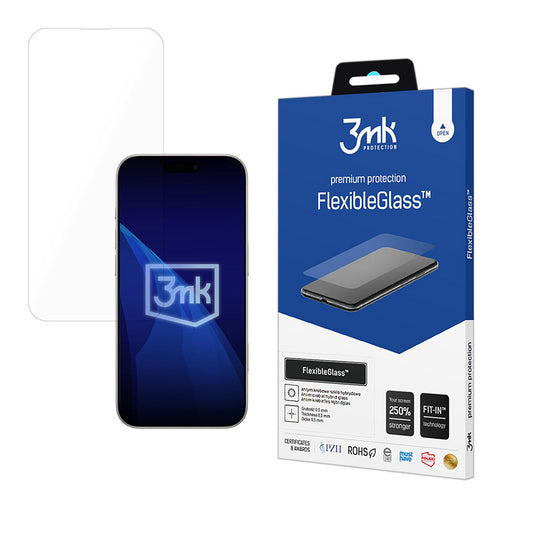 Pellicola Protettiva Schermo 3MK FlexibleGlass per Apple iPhone 17 Air, Vetro Flessibile, Full Glue