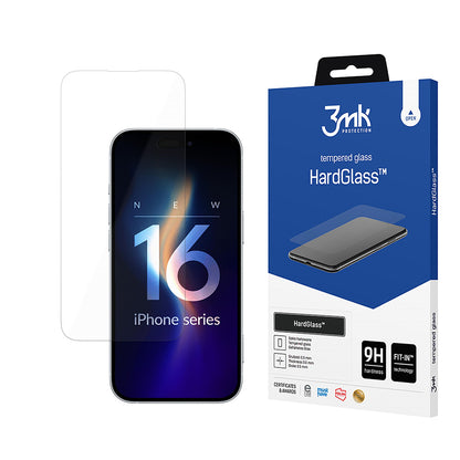Pellicola protettiva per schermo 3MK HardGlass per Apple iPhone 16 Pro, Vetro temperato, Full Glue