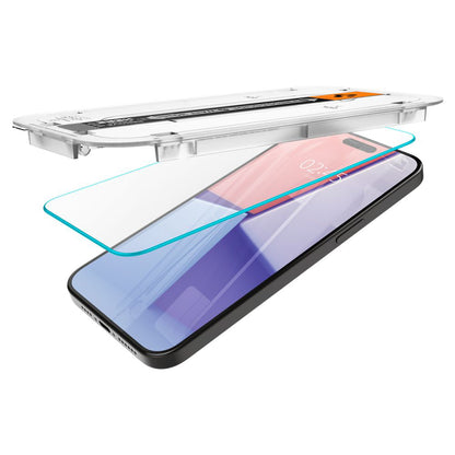 Pellicola protettiva per schermo Spigen GlastR EZ FIT per Apple iPhone 15 Pro, Vetro temperato, Full Glue, Set 2 pezzi AGL06892