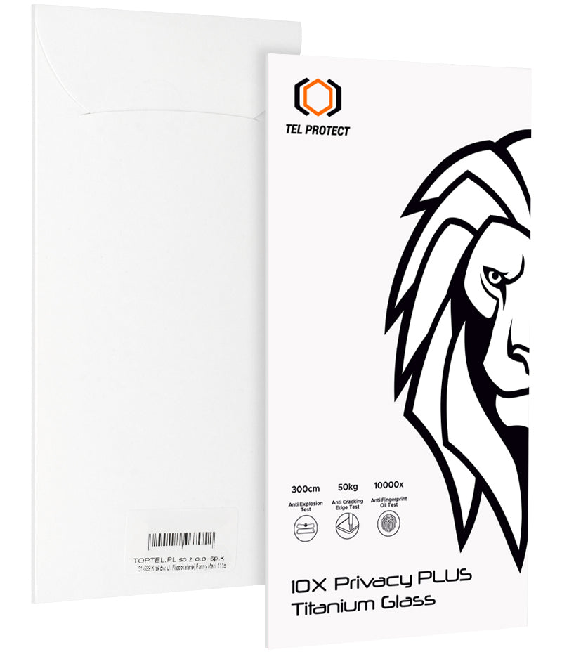 Pellicola protettiva Privacy Tel Protect 10X Plus Titanium per Apple iPhone 17 Pro, Vetro temperato, Full Glue