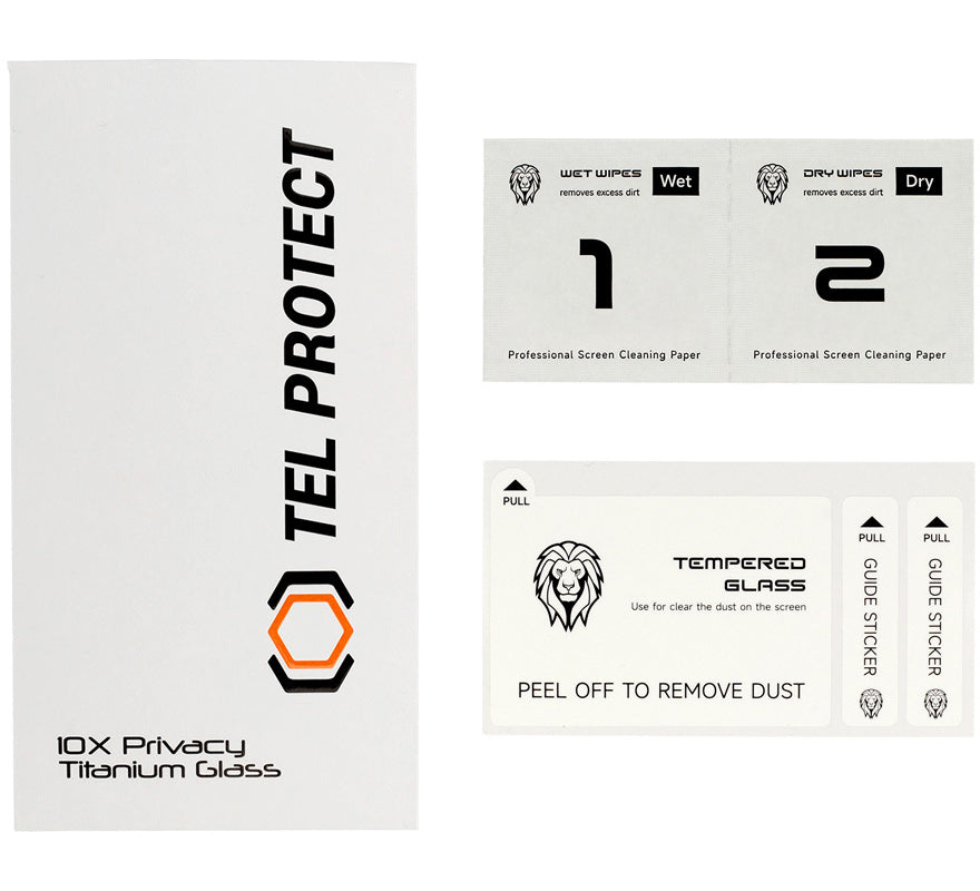 Pellicola protettiva Privacy Tel Protect 10X Plus Titanium per Apple iPhone 17 Pro Max, Vetro temperato, Full Glue