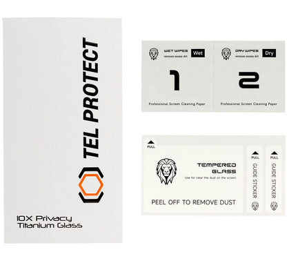Pellicola protettiva Privacy Tel Protect 10X Plus Titanium per Apple iPhone 17 Pro Max, Vetro temperato, Full Glue