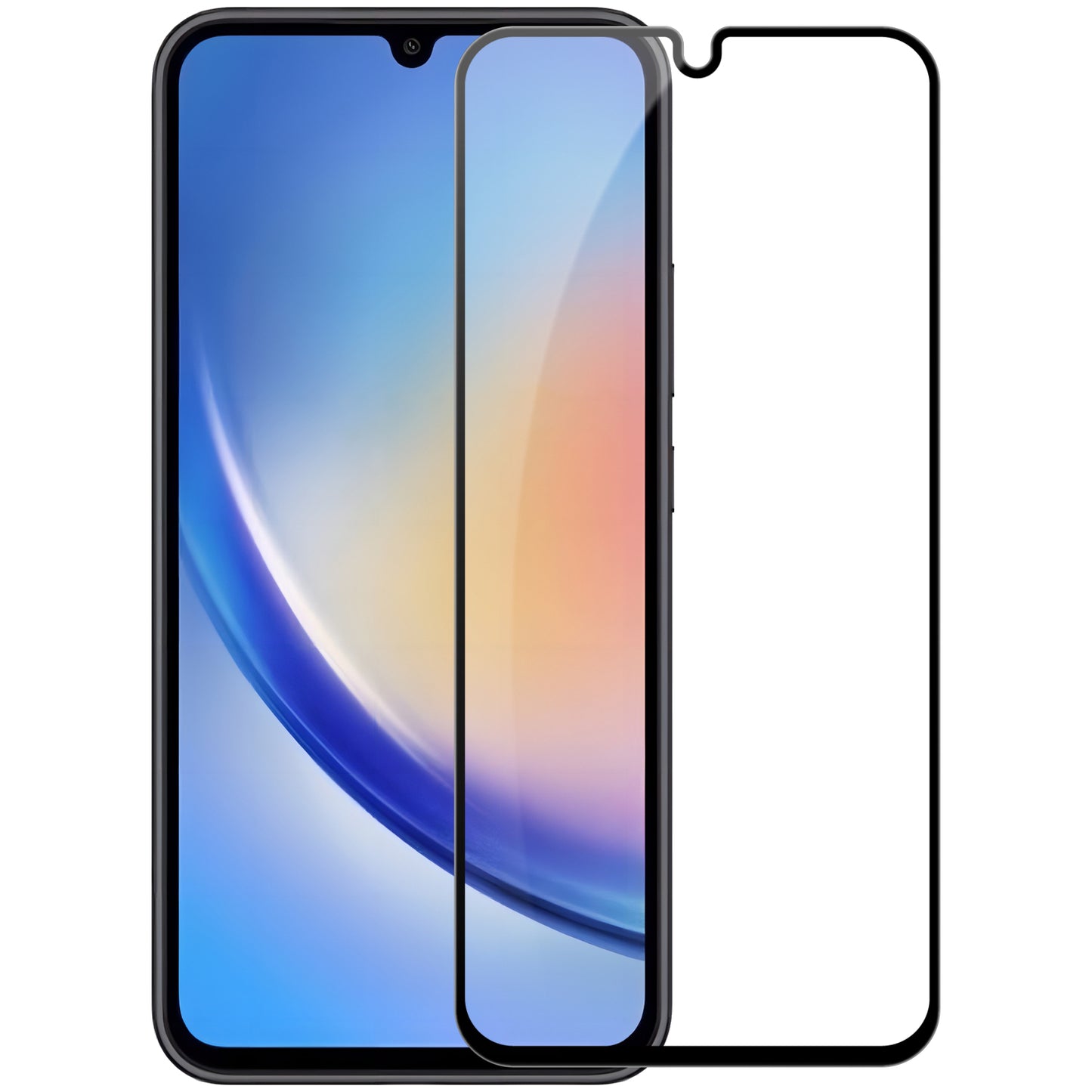 Pellicola protettiva OEM per Samsung Galaxy A34 A346, vetro schermato, colla completa, 9D, nero