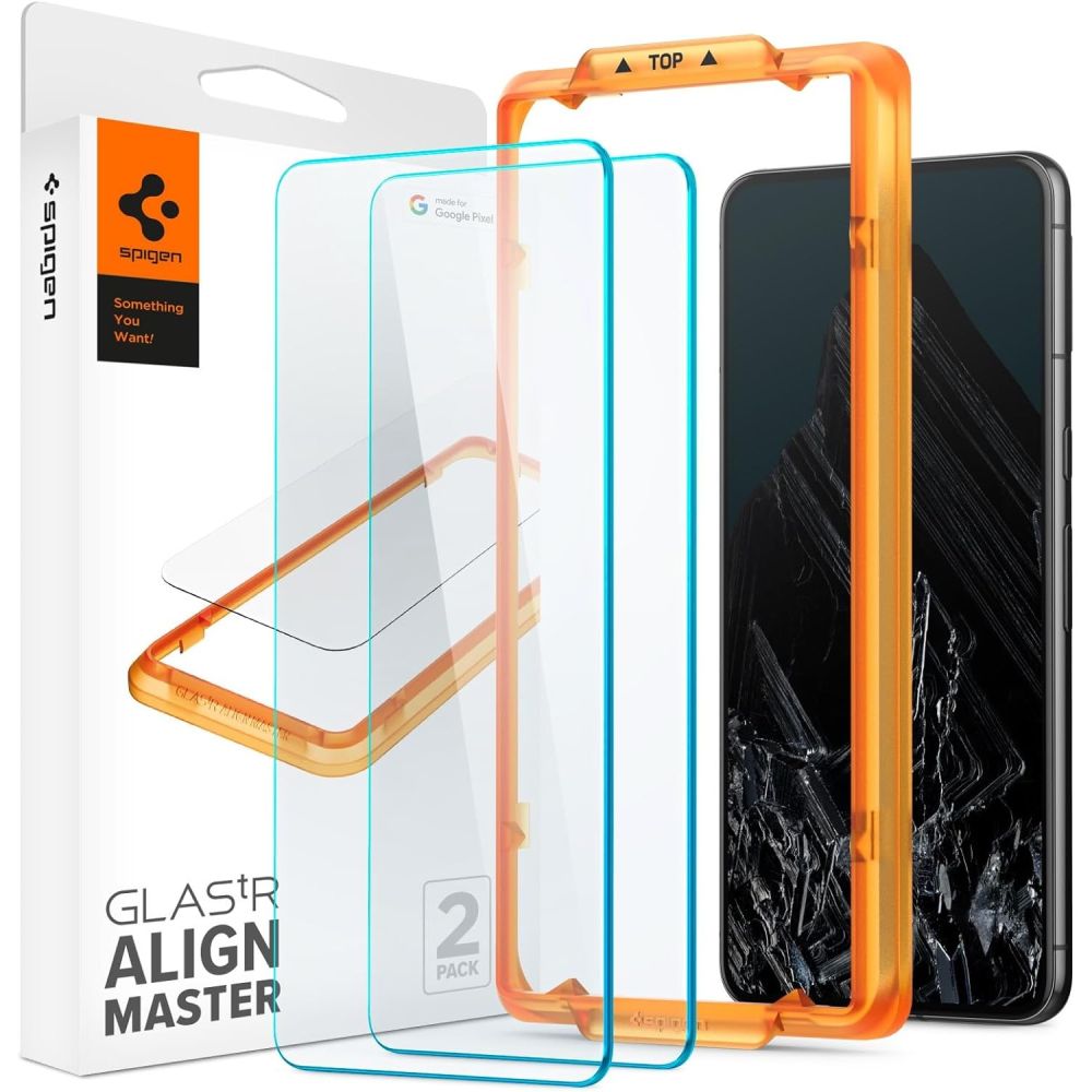 Spigen Alm GlastR Screen Protector per Google Pixel 8 Pro, colla completa, protezione del vetro, set 2 pezzi