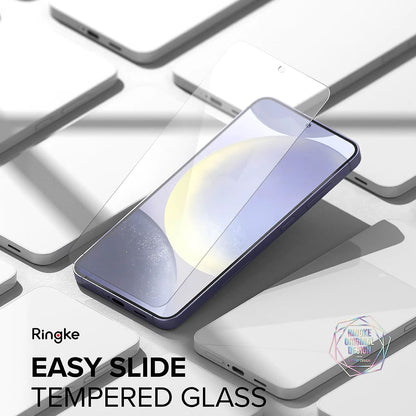 Ringke Easy Slide Screen Protector per Samsung Galaxy S24 S921, protezione del vetro, colla completa, set 2 pezzi 