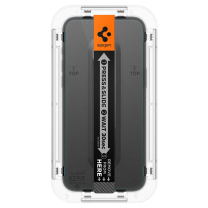 Pellicola protettiva per schermo Spigen GlastR EZ FIT per Apple iPhone 15 Pro, Vetro temperato, Full Glue, Set 2 pezzi AGL06892