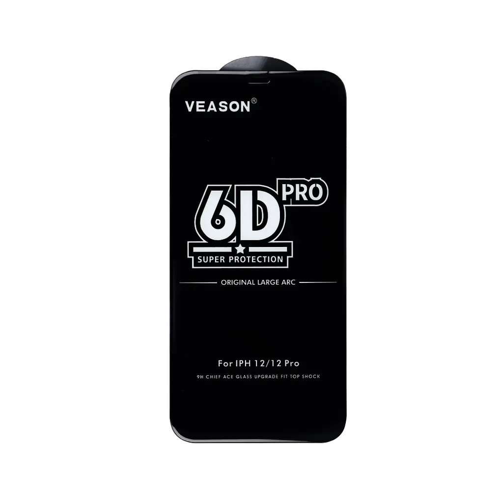 Pellicola protettiva per schermo Veason PRO per Apple iPhone 16 / 15, Vetro temperato, Full Glue, 6D, Nero