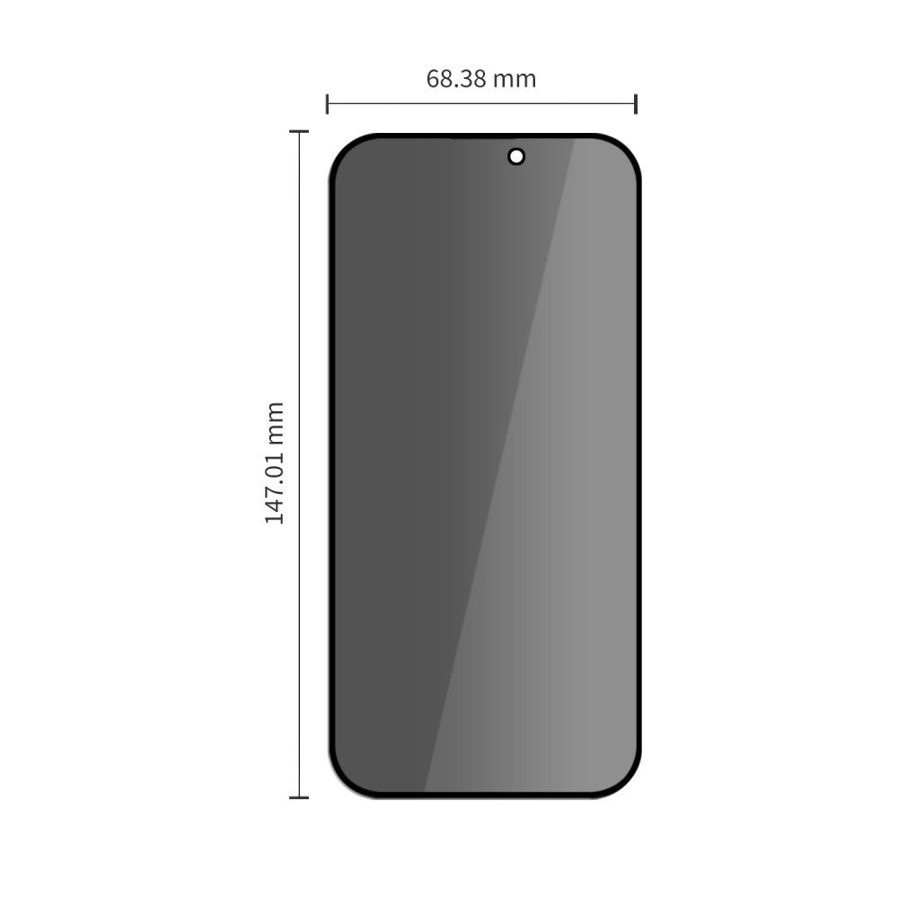 Pellicola protettiva per schermo Privacy Tech-Protect OneTouch per Apple iPhone 18 Pro, Vetro temperato, Full Glue, Set 2 pezzi
