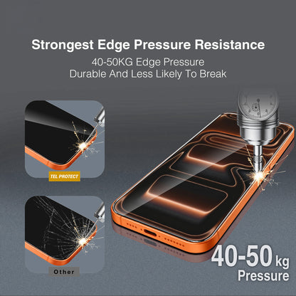 Pellicola protettiva per schermo Tel Protect 10X HD DLC Diamond Coating per Apple iPhone 18 Pro Max / 17 Pro Max, Vetro temperato, Full Glue, Nera