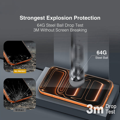 Pellicola protettiva per schermo Tel Protect 10X HD DLC Diamond Coating per Apple iPhone 18 Pro Max / 17 Pro Max, Vetro temperato, Full Glue, Nera