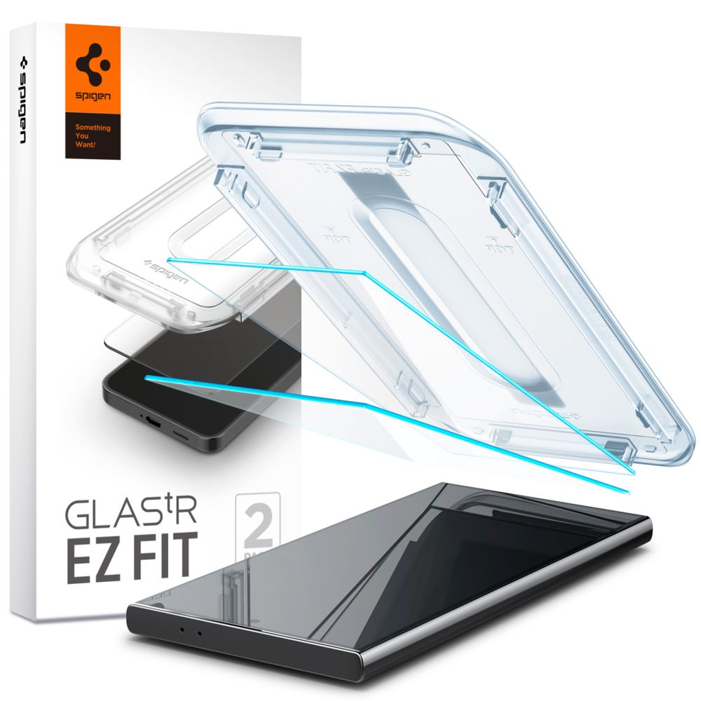 Spigen EZ FIT Screen Protector per Samsung Galaxy S24 Ultra S928, protezione del vetro, colla completa, set 2 pezzi 