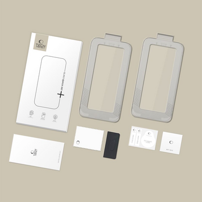 Pellicola Protettiva Schermo Tech-Protect Quick Set+ per Apple iPhone 17, Vetro Temperato, Full Glue, Set 2 pezzi, Nera