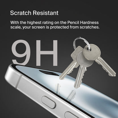 Pellicola protettiva per schermo Belkin ScreenForce TemperedGlass per Apple iPhone 16 / 15 / 14 Pro, Vetro temperato, Full Glue OVA135zz