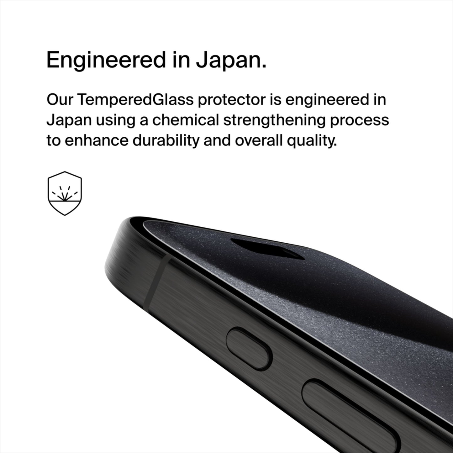 Belkin ScreenForce TemperedGlass Screen Protector for Apple iPhone 15 Pro, Tempered Glass, Full Glue OVA137zz