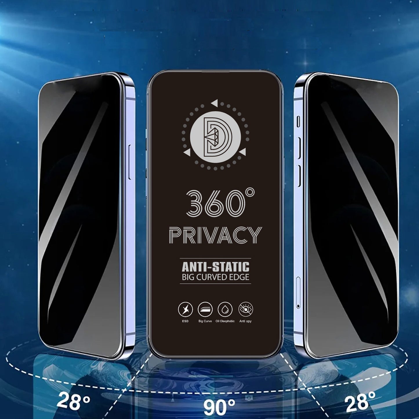 Pellicola protettiva per schermo Privacy OEM 360 per Samsung Galaxy A37 5G, Vetro temperato, Full Glue