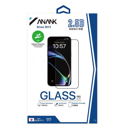 Pellicola protettiva per schermo Anank 1X Rinforzata per Apple iPhone 16 Pro, Vetro Temperato, Colla Completa, 2.5D, Set da 10 pezzi, Nero