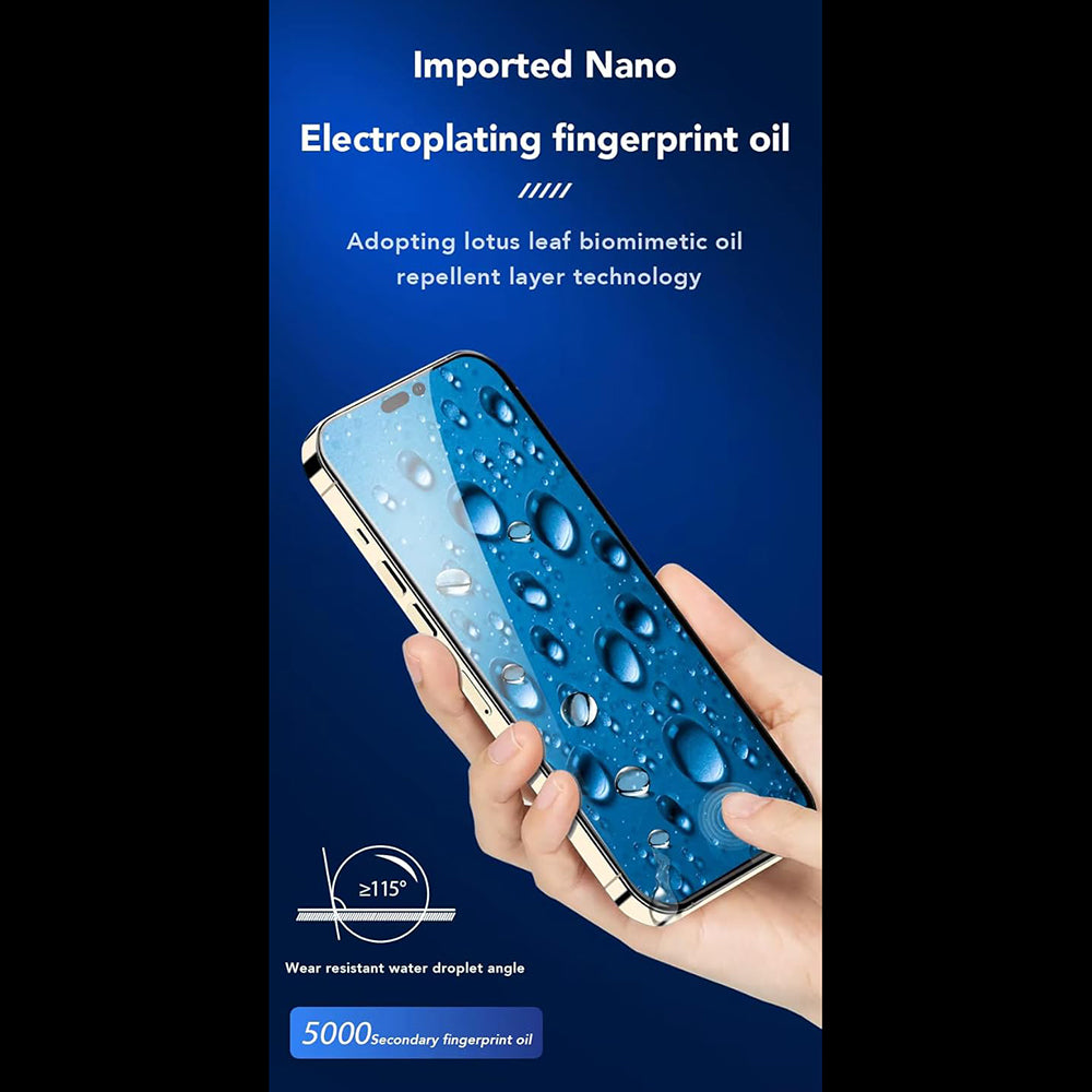 Pellicola protettiva per schermo Anank 3X Rinforzata per Apple iPhone 15 Pro Max, Vetro Temperato, Colla Completa, 2.5D, Nera