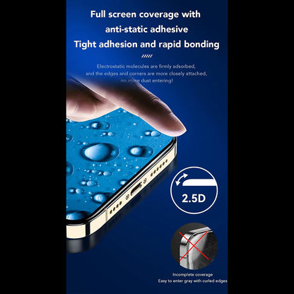 Pellicola protettiva per schermo Anank 3X Rinforzata per Apple iPhone 15 Pro Max, Vetro Temperato, Colla Completa, 2.5D, Nera