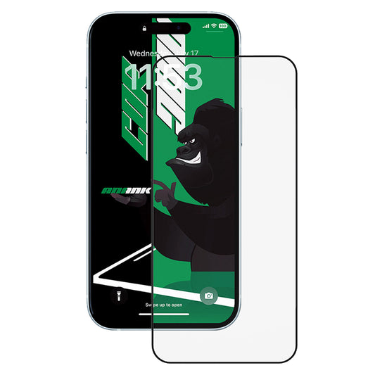 Pellicola protettiva per schermo Anank 5X Reinforced CG per Apple iPhone 15 Pro, Vetro temperato, Colla completa, 2.5D, Nero