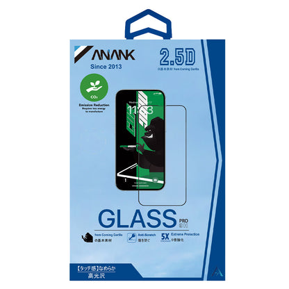 Pellicola protettiva per schermo Anank 5X Reinforced CG per Apple iPhone 15 Pro, Vetro temperato, Colla completa, 2.5D, Nero