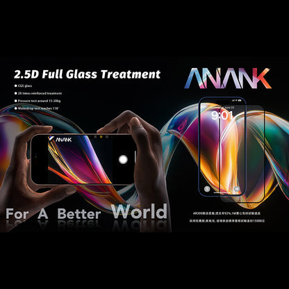 Pellicola Protettiva Schermo Anank 5X Rinforzata per Apple iPhone 17, Vetro Temperato, Full Glue, 2.5D, Nera
