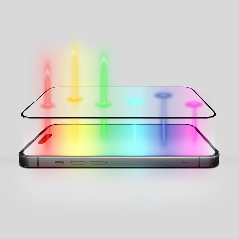 Pellicola Protettiva Schermo Anti Blue Light Anank 5X Rinforzata per Apple iPhone 17 Pro, Vetro Temperato, Full Glue, 2.5D, Nera