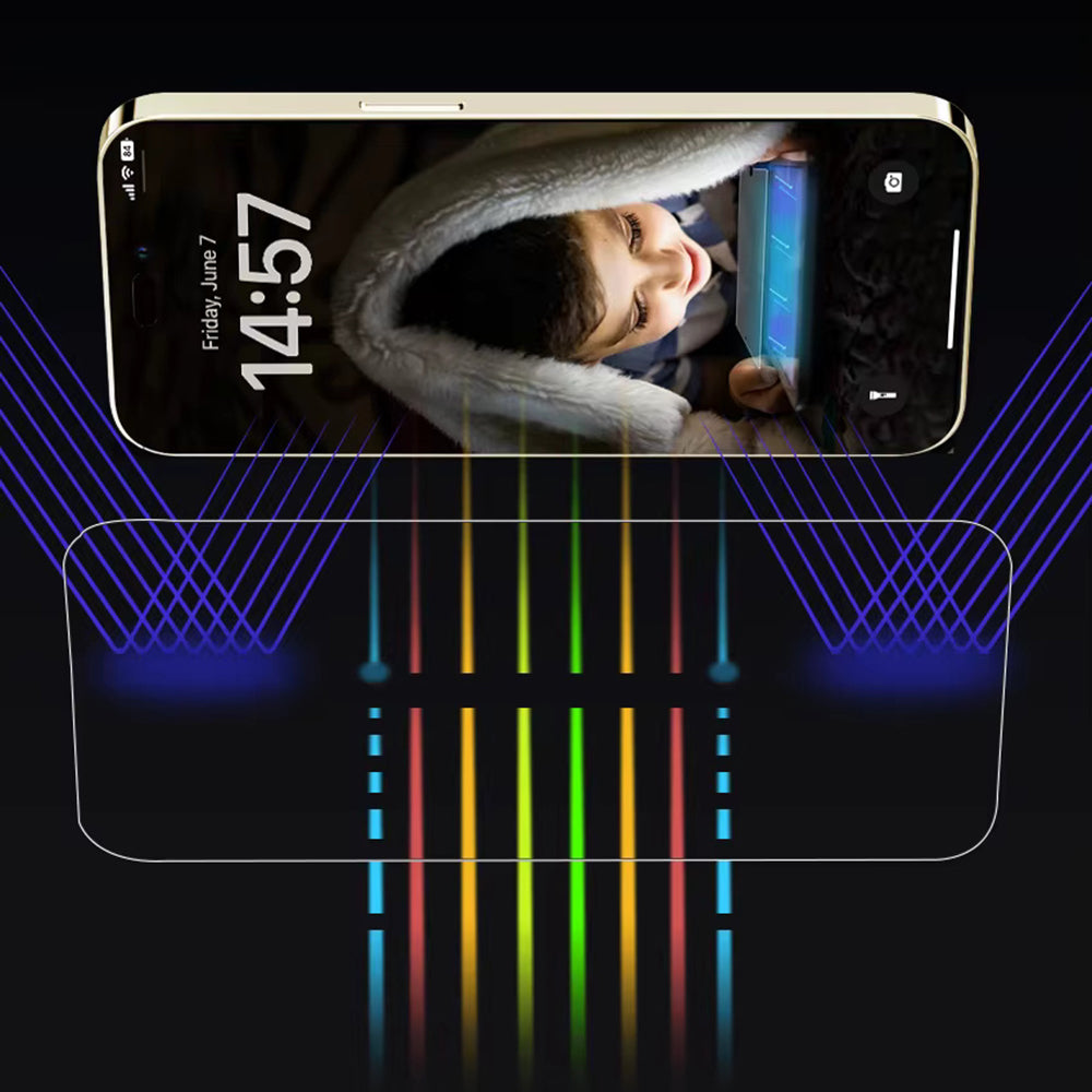 Pellicola protettiva per schermo Anti Blue Light Anank per Apple iPhone 15, Vetro temperato, Full Glue, 2.5D, Nero