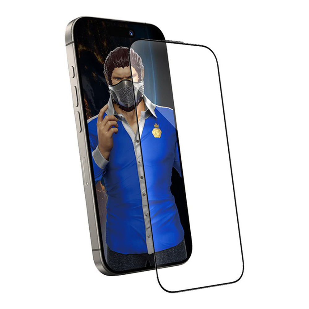 Pellicola protettiva per schermo Blueo Anti-Dust HD Applicator Pro per Apple iPhone 16 Pro Max, Vetro Temperato, Full Glue, Nero