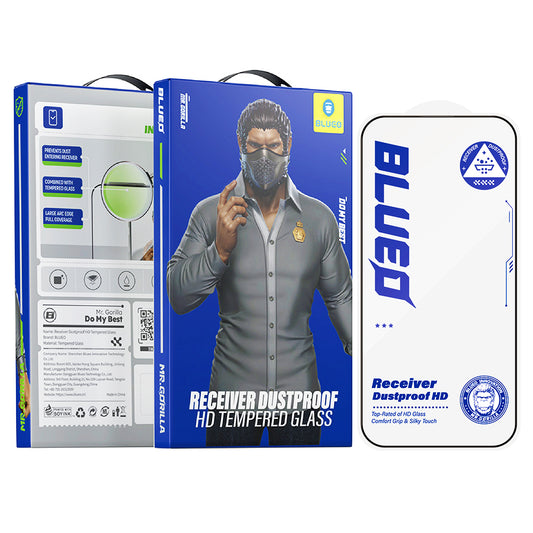 Pellicola protettiva per schermo Blueo Anti-Dust HD per Apple iPhone 15 Pro Max, Vetro temperato, Full Glue, Nero