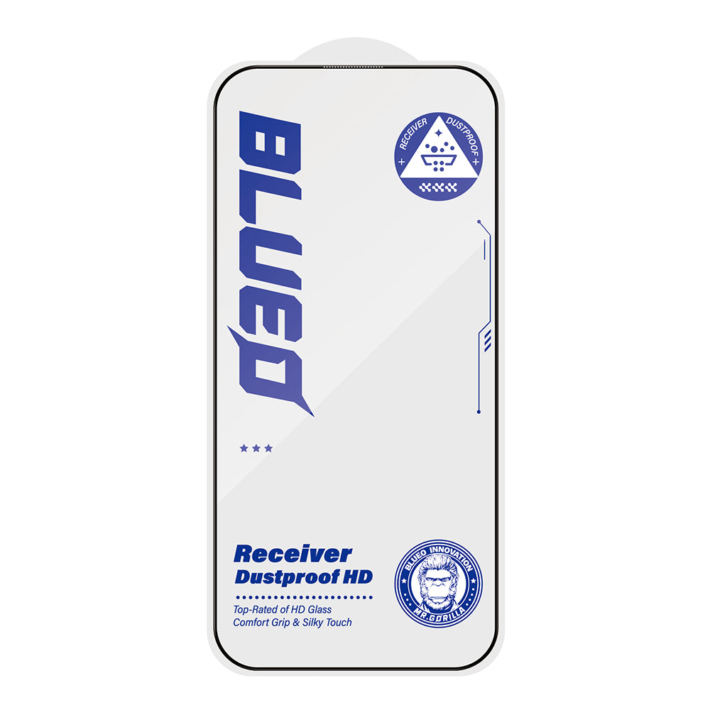 Pellicola protettiva per schermo Blueo Anti-Dust HD per Apple iPhone 16 Plus / 15 Plus, Vetro temperato, Full Glue, Nero