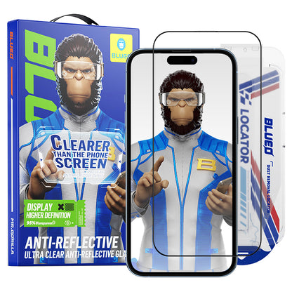 Pellicola protettiva per schermo Blueo Anti-Riflesso HD Applicator Pro per Apple iPhone 14 Pro Max, Vetro Temperato, Colla Completa, Nera