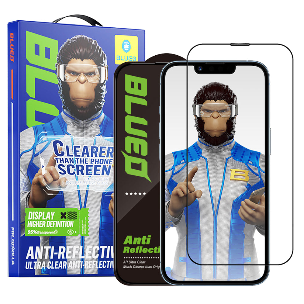 Pellicola protettiva per schermo Blueo Anti-Riflesso HD per Apple iPhone 14 Plus / 13 Pro Max, Vetro Temperato, Colla Totale, Nera