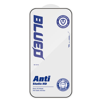 Pellicola protettiva per schermo Blueo Anti-Static HD per Apple iPhone 16 / 15, Vetro temperato, Full Glue, Nero