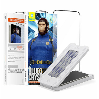 Pellicola protettiva per schermo Blueo Crystal Anti-Graffio Applicatore per Apple iPhone 16 Pro Max, Vetro Temperato, Colla Completa, Nera