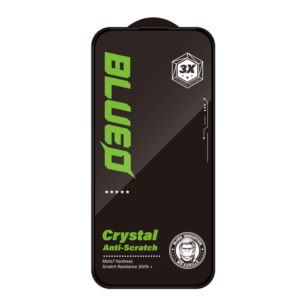 Pellicola protettiva per schermo Blueo Crystal Anti-Graffio per Apple iPhone 16 Pro Max, Vetro Temperato, Colla Totale, Nera