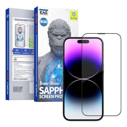 Pellicola protettiva per schermo Blueo Sapphire Applicator Pro per Apple iPhone 15 Pro, Vetro temperato, Full Glue, Nero