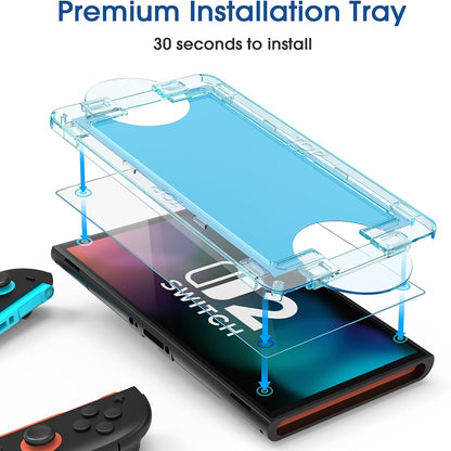 Pellicola Protettiva per Schermo Techsuit SwitchAura Applicator per Nintendo Switch 2, Vetro Temperato, Set 2 pezzi