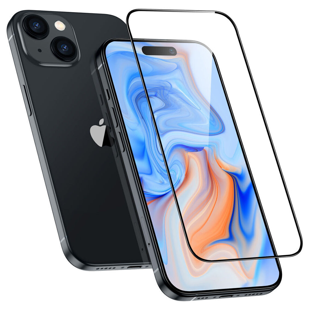 Pellicola protettiva schermo ESR Armorite per Apple iPhone 15 Plus, Vetro Temperato, Full Glue, Nera