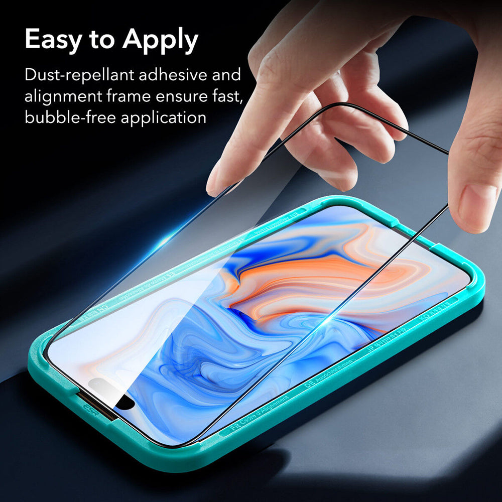 Pellicola protettiva schermo ESR Armorite per Apple iPhone 15 Plus, Vetro Temperato, Full Glue, Nera