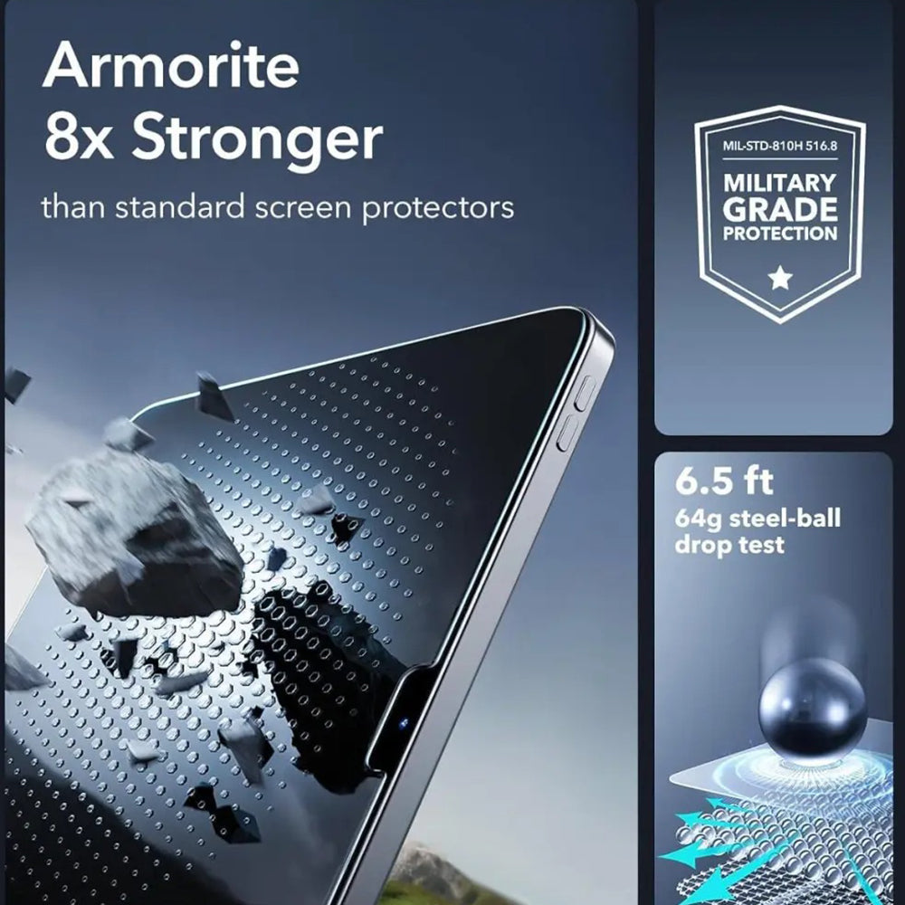 Pellicola Protettiva Schermo ESR Armorite UltraFit per Apple iPad (2025) / (2022), Vetro Temperato, Full Glue, Set 2 pezzi