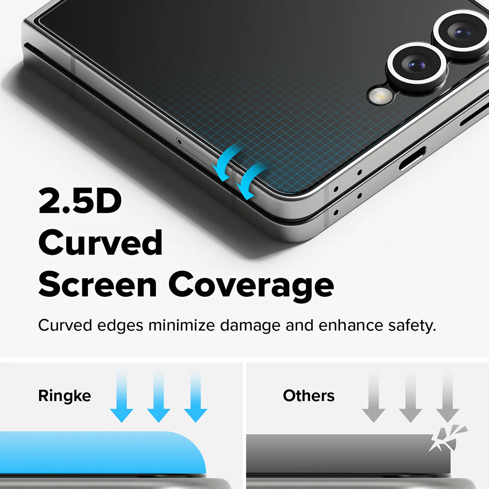 Pellicola protettiva per schermo esterno Ringke Cover Display per Samsung Galaxy Z Flip7 F766, vetro temperato, Full Glue, set da 2 pezzi