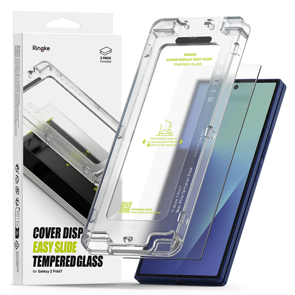 Pellicola protettiva Schermo Esterno Ringke Easy Slide per Samsung Galaxy Z Fold7 F966, Vetro Temperato, Full Glue, Set 2 pezzi