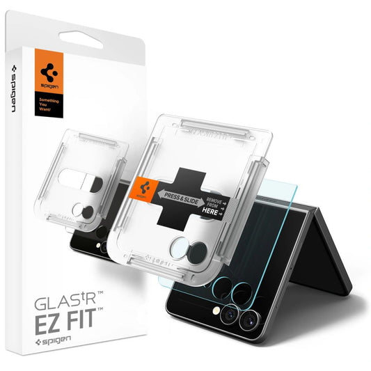 Pellicola Protettiva Esterna Schermo Spigen GlastR EZ FIT per Samsung Galaxy Z Flip7 F766, Vetro Temperato, Full Glue