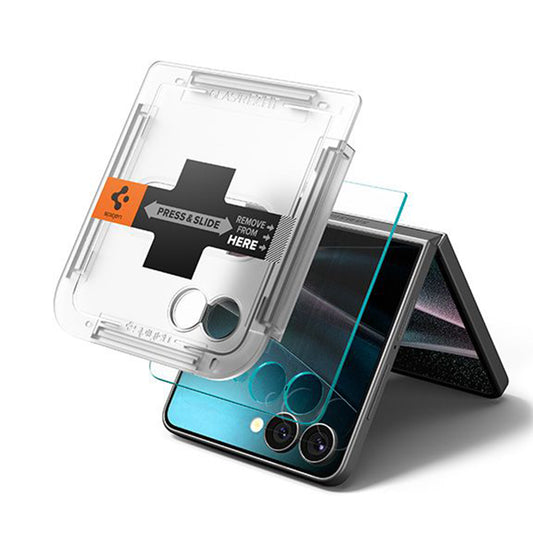 Pellicola Protettiva Esterna Schermo Spigen GlastR EZ FIT per Samsung Galaxy Z Flip7 F766, Vetro Temperato, Full Glue