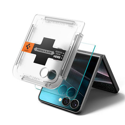 Pellicola Protettiva Esterna Schermo Spigen GlastR EZ FIT per Samsung Galaxy Z Flip7 F766, Vetro Temperato, Full Glue, Set 2 pezzi AGL09585