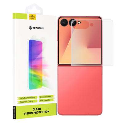 Techsuit Clear Vision Exterior Screen Protector for Samsung Galaxy Z Flip7 F766, Tempered Glass, Full Glue