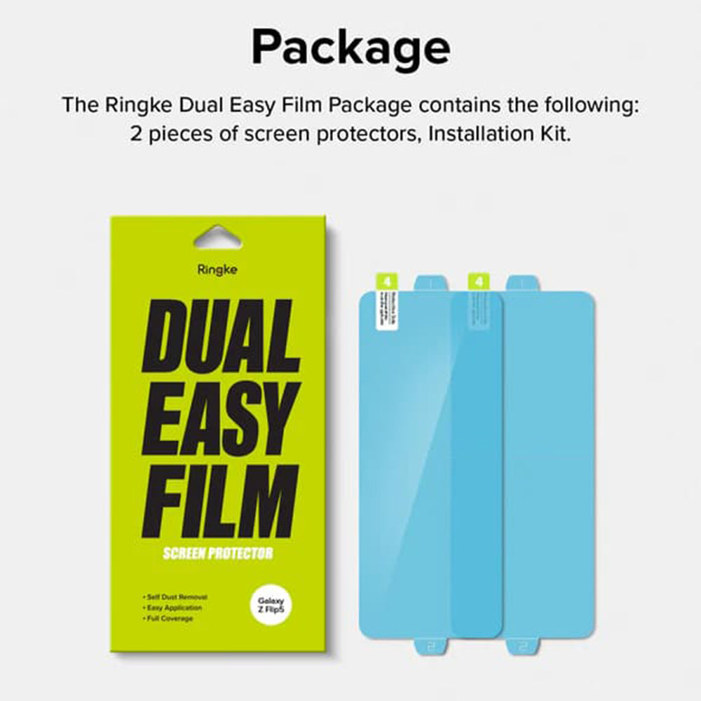 Pellicola Protettiva Interna Schermo Ringke Dual Easy per Samsung Galaxy Z Flip5 F731, Plastica, Set 2 pezzi