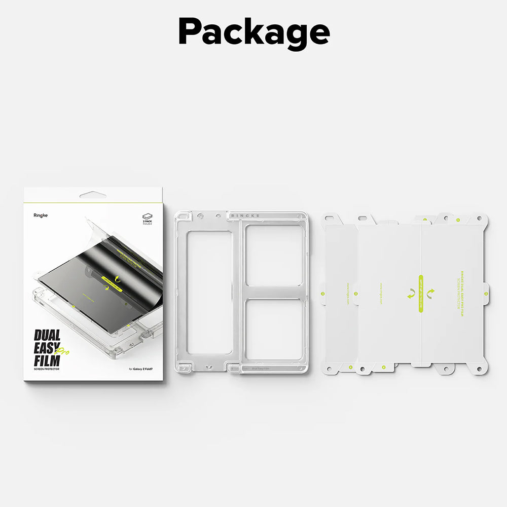 Pellicola protettiva per schermo interno Ringke Dual Easy Pro per Samsung Galaxy Z Fold7 F966, plastica, set da 2 pezzi