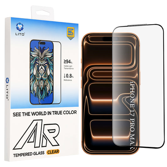 Lito AR SE Screen Protector for Apple iPhone 18 Pro Max / 17 Pro Max, Tempered Glass, Full Glue, Black